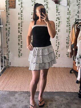 IZ by Amy Byer black and white polka dot mini dress size 16 Juniors